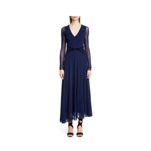 Fuzzi Dresses | Nwot Fuzzi Blue Long Sleeve, Crepe, Asymmetric Midi Dress | Color: Blue | Size: Xs | Onalpine's Closet